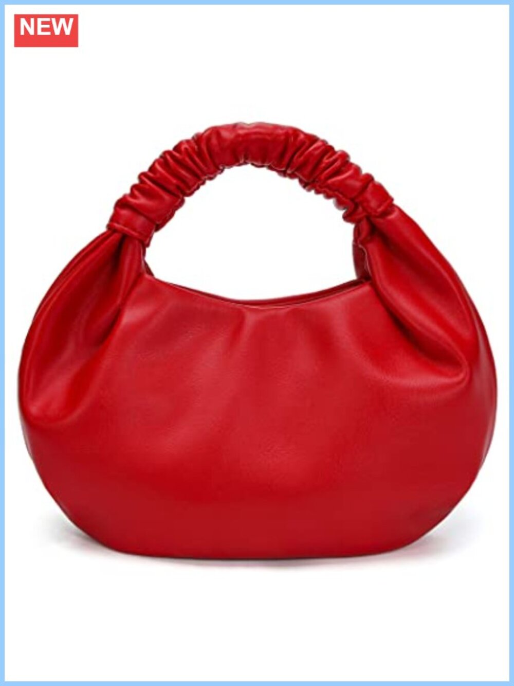 Cute Ruched Top Handle Hobo Bag Faux Leather Small Purse
